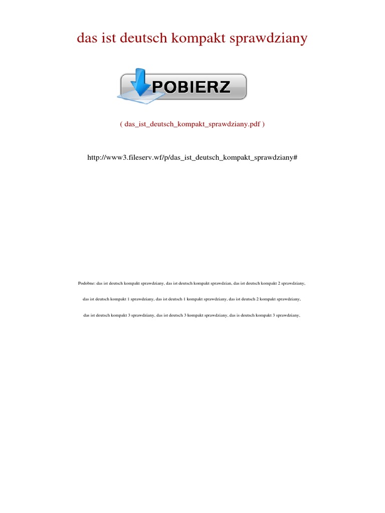 Das Ist Deutsch Kompakt 8 Odpowiedzi Do ćwiczeń Pdf Das Ist Deutsch Kompakt Sprawdziany | PDF