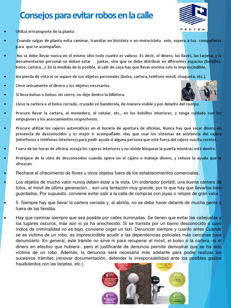 Aviso Consejos para Evitar Robos en La Calle | PDF