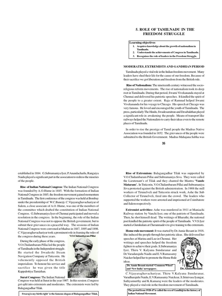 Tamil Nadu's Role in Freedom Struggle | PDF | British Raj | Indian ...