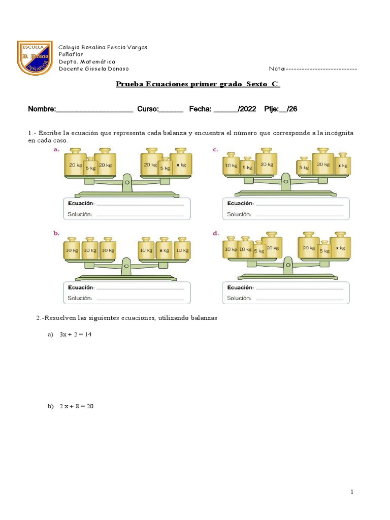 Ecuaciones Sexto | PDF