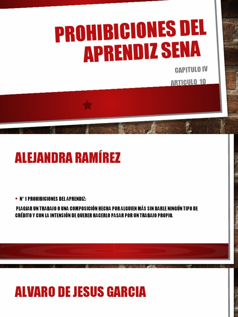 Prohibiciones Del Aprendiz Sena | PDF
