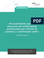 Procedimiento para La Denuncia de Enfermedad Profesional Por COVID-19 Positivo y Confirmado (ART) 030820