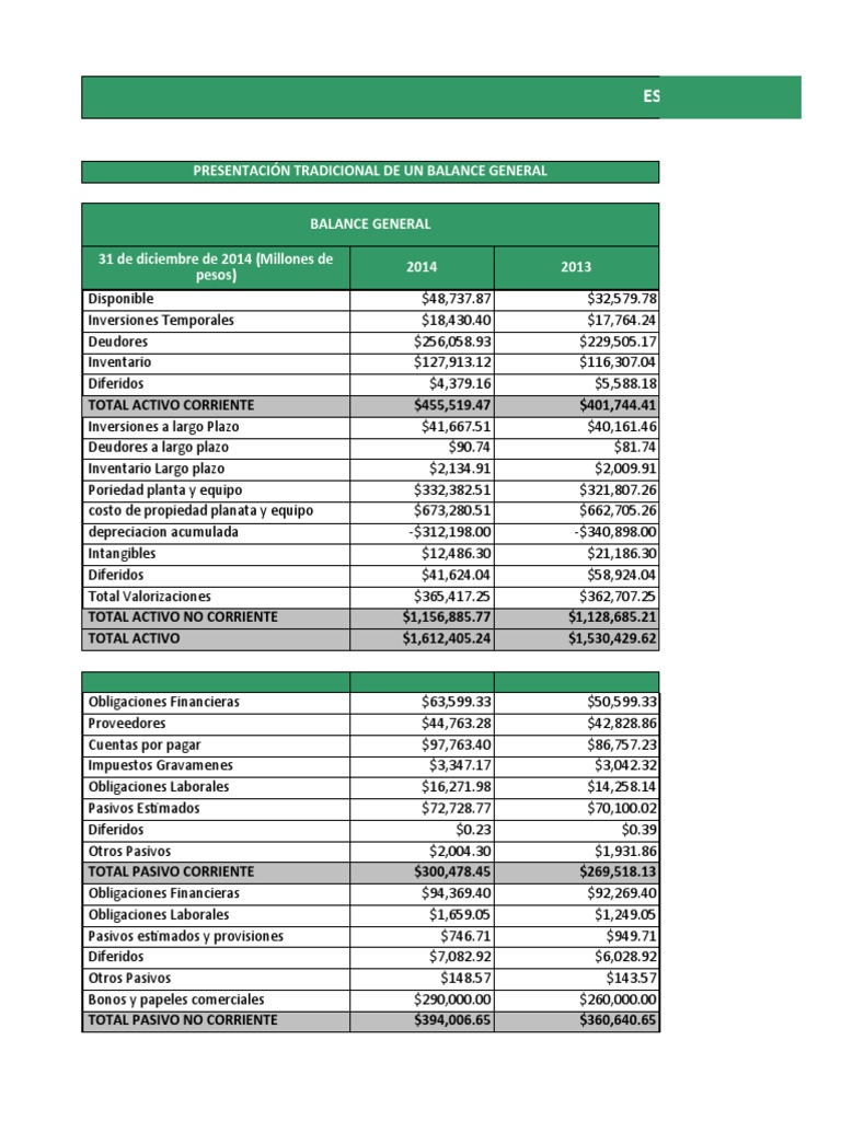 Estado de Situación Financiera | PDF | Hoja de balance | normas ...
