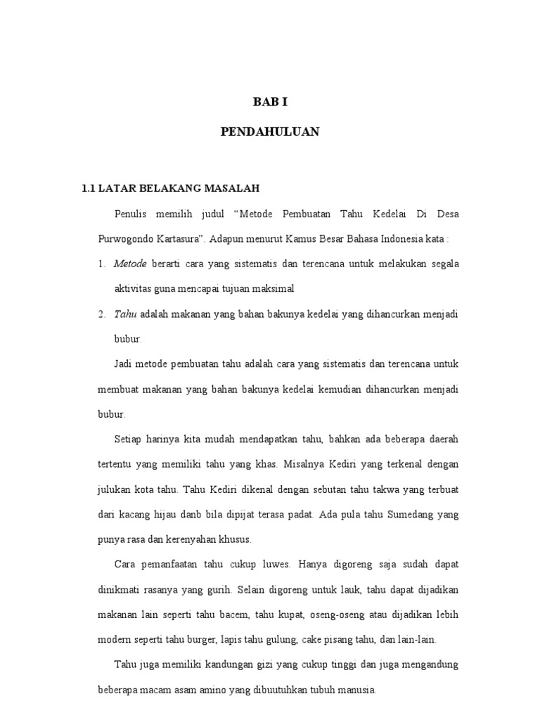 Karya Tulis Membuat Tahu