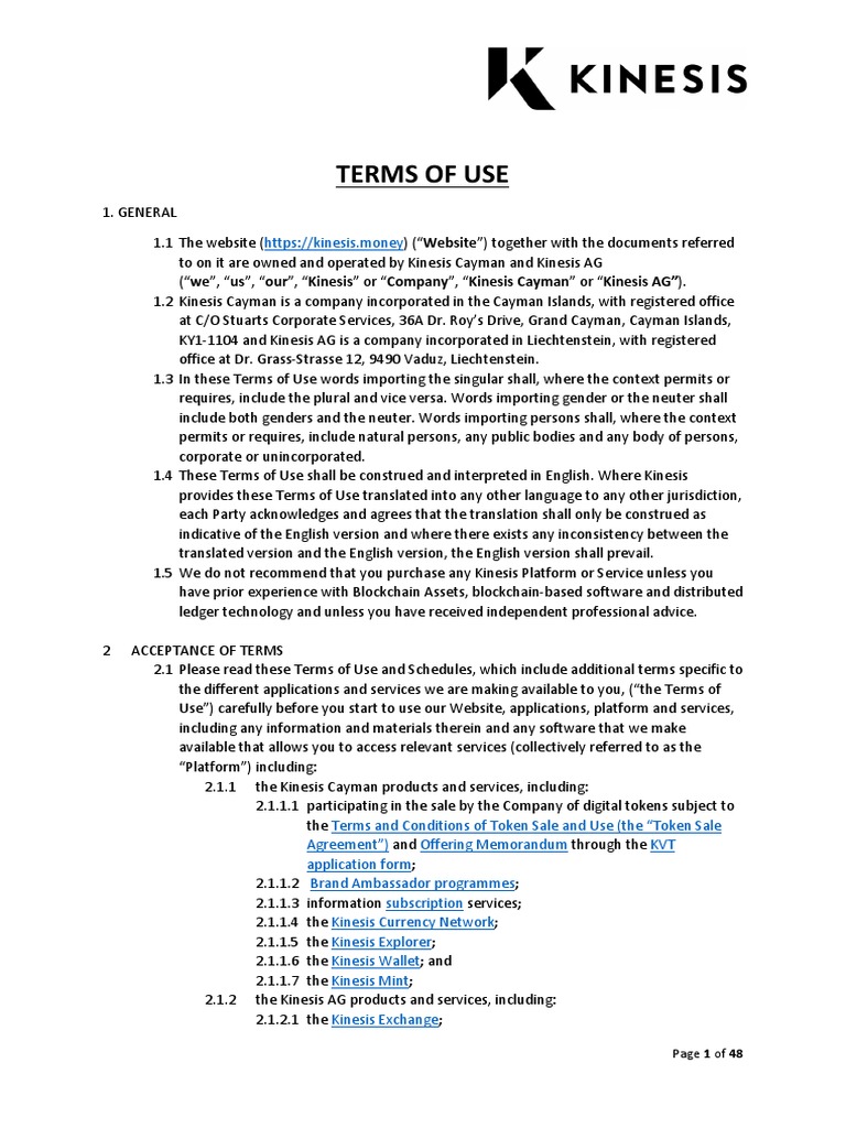 Kinesis Terms and Conditions | PDF | Legal Liability | Indemnity
