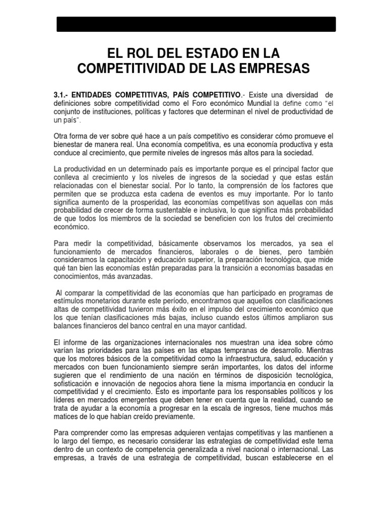 El Rol Del Estado en La Competitividad de Las Empresas | PDF | Business ...