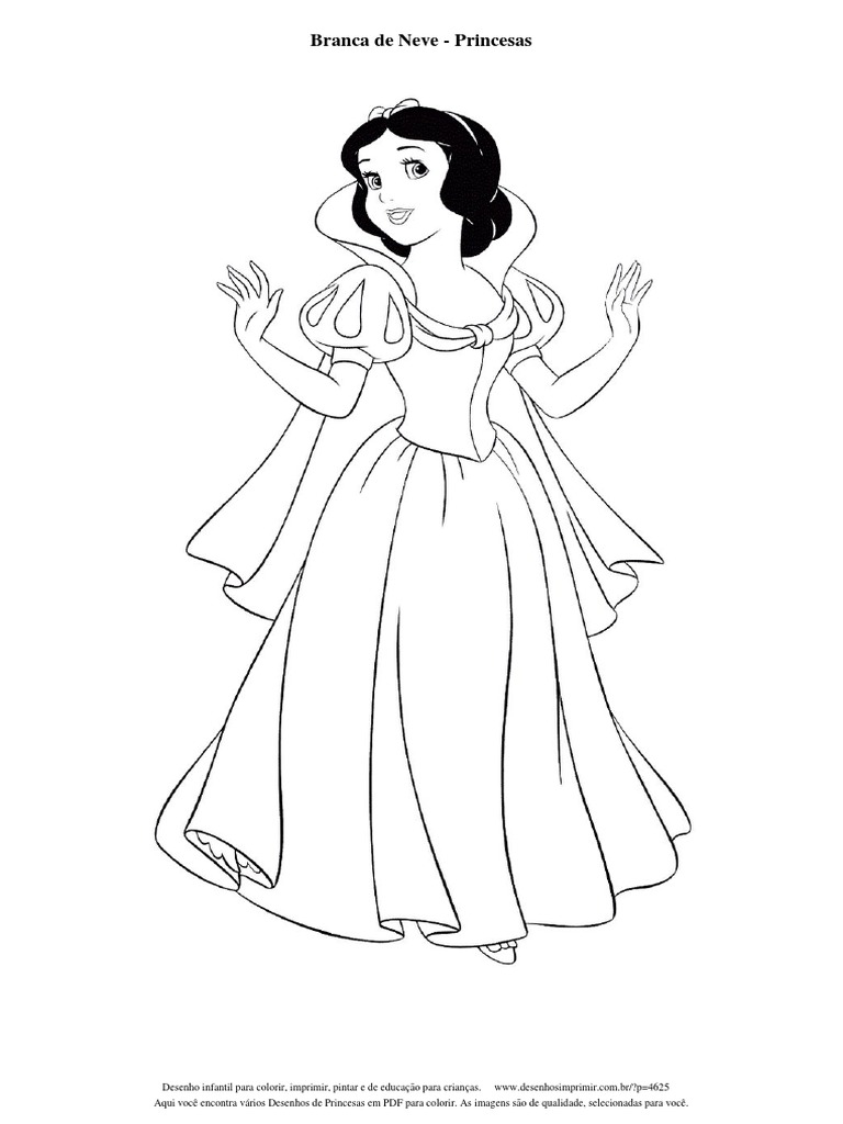 Desenhos de Princesas em PDF para Colorir Branca de Neve