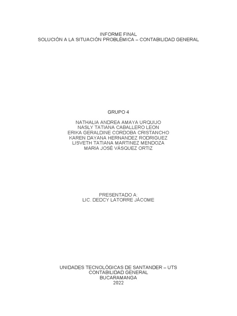 Informe Final de Contabilidad General | PDF | Contabilidad | Estado ...