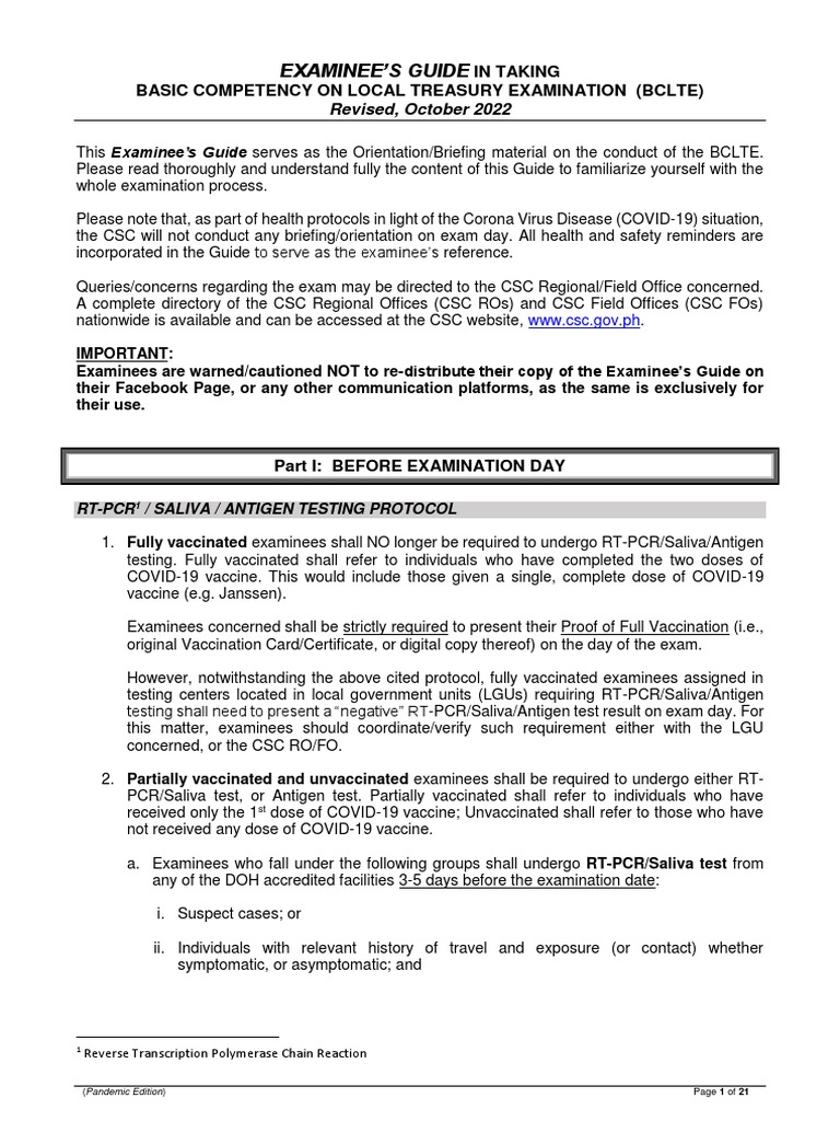 Examinee's Guide for BCLTE 2022 | PDF | Test (Assessment) | Identity ...