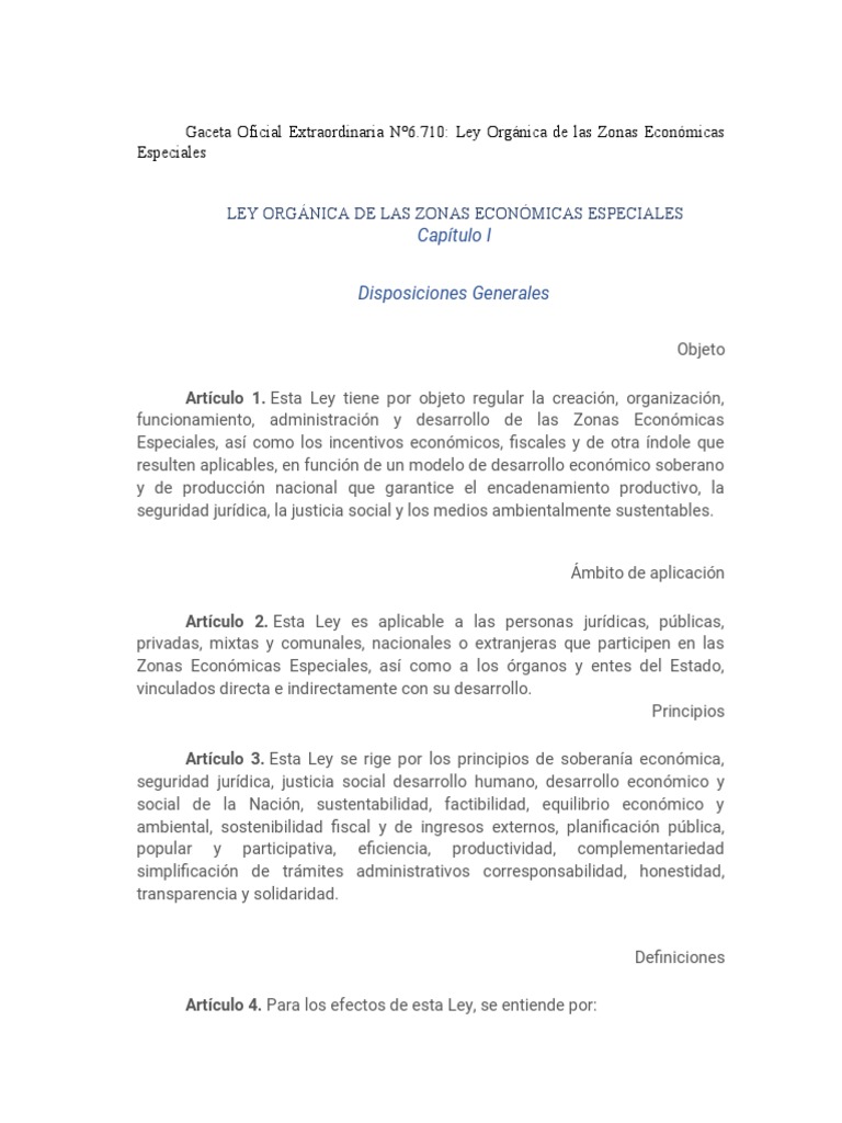 Ley de Zonas Económicas Especiales | PDF | aduana | Venezuela