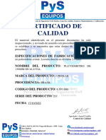 Certificado de Calidad de Pluviometro - 4.557.009