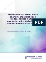 Medtech Europe Survey Report Analysing The Availability of Medical Devices in 2022 in Connection To The Medical Device Regulation MDR Implementation