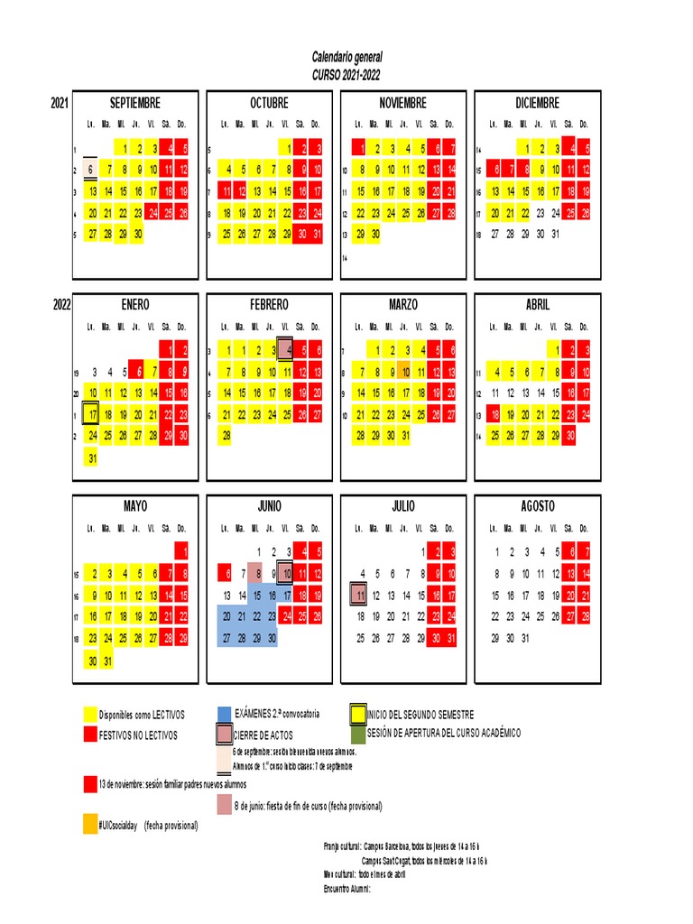Calendari Academic 21 22 PDF