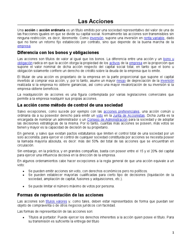 Las Acciones Pdf Compartir Finanzas Empresas