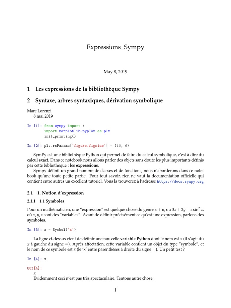Expressions Sympy PDF