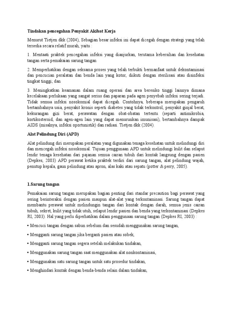 Tindakan Pencegahan Penyakit Akibat Kerja | PDF