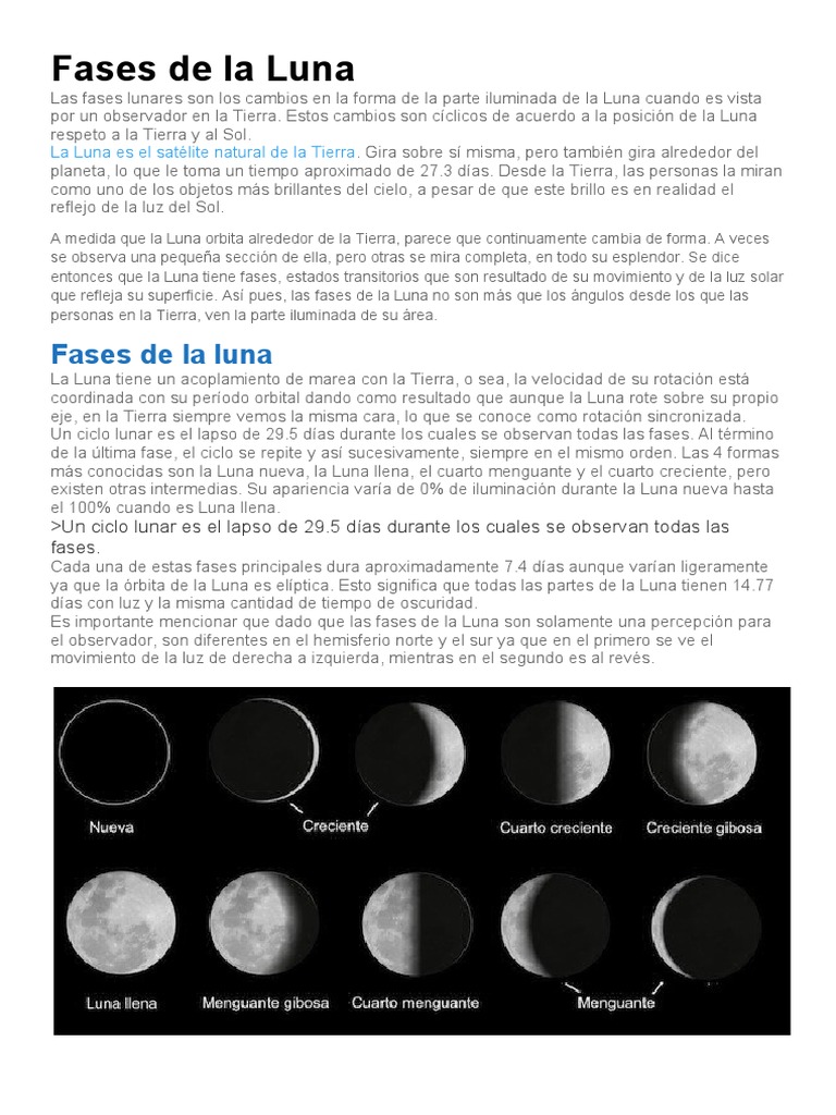 Las 4 fases de la Luna y su ciclo | PDF | Arte | Ciencia y matemáticas