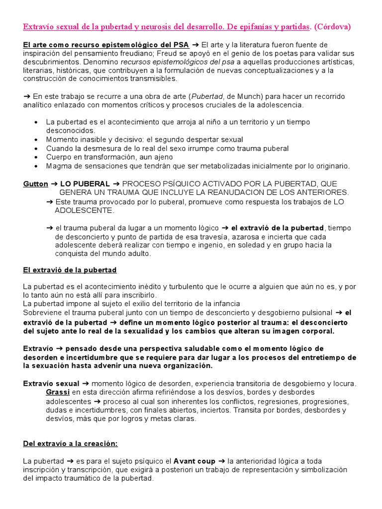 Extravio | PDF | Neurosis | Pubertad