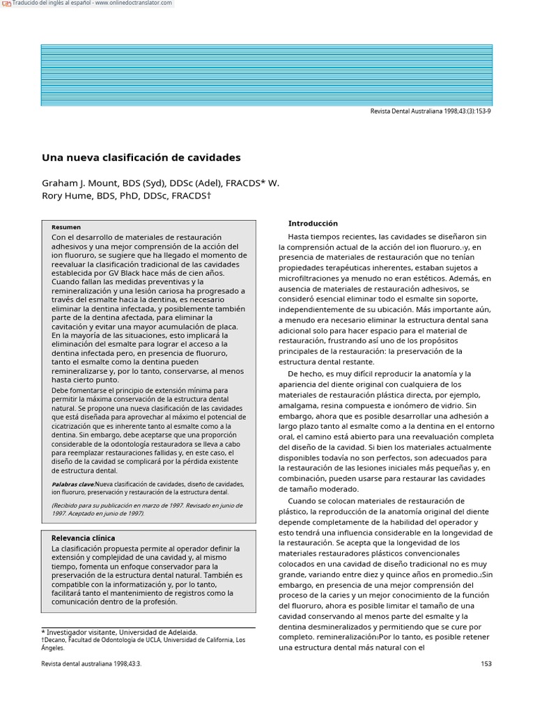 Australian Dental Journal 2008 Mount A New Cavity Classification