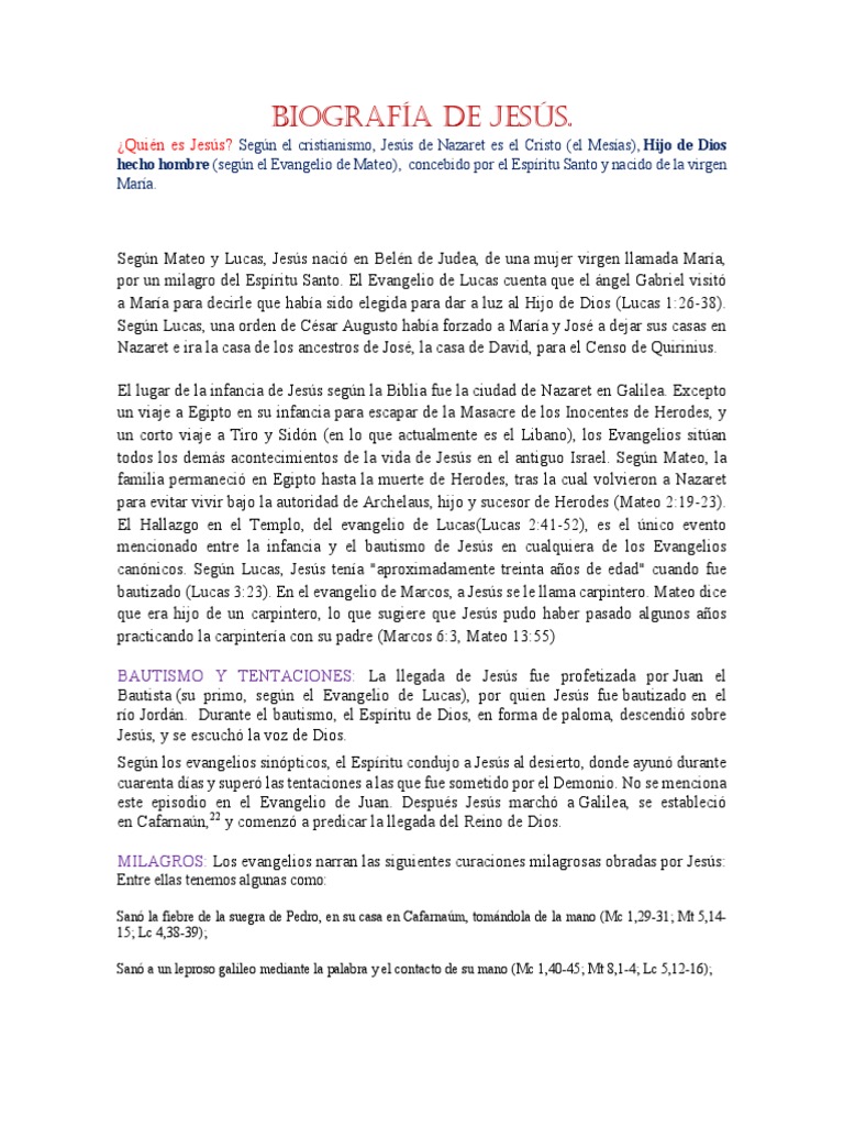 What Is The Biography Of Jesus Christ