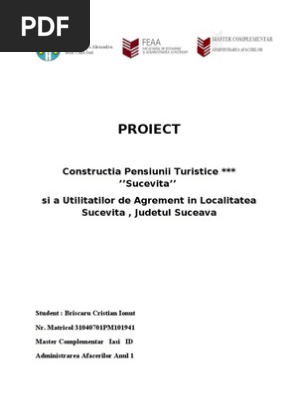 Model Proiect Pensiune Turistica Cu Finantare Europeana