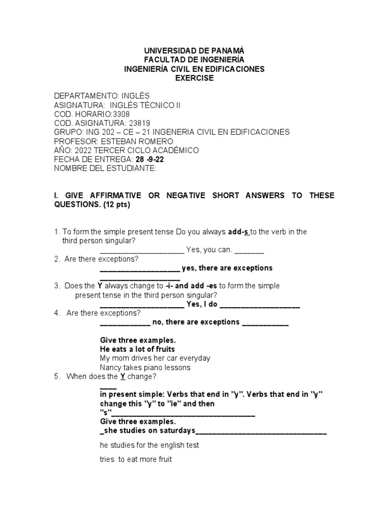Exercise 2 | PDF | Grammatical Number | Verb