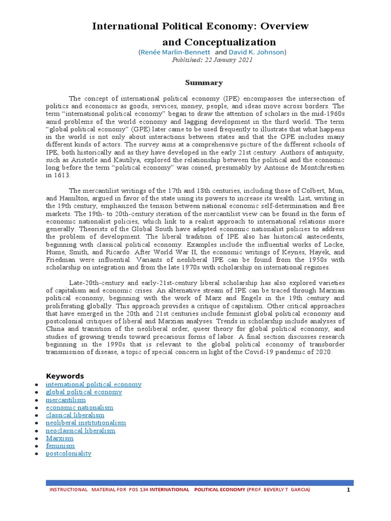 INTRODUCTION TO INTERNATIONAL POLITICAL ECONOMY PDF NOTES visual data 2