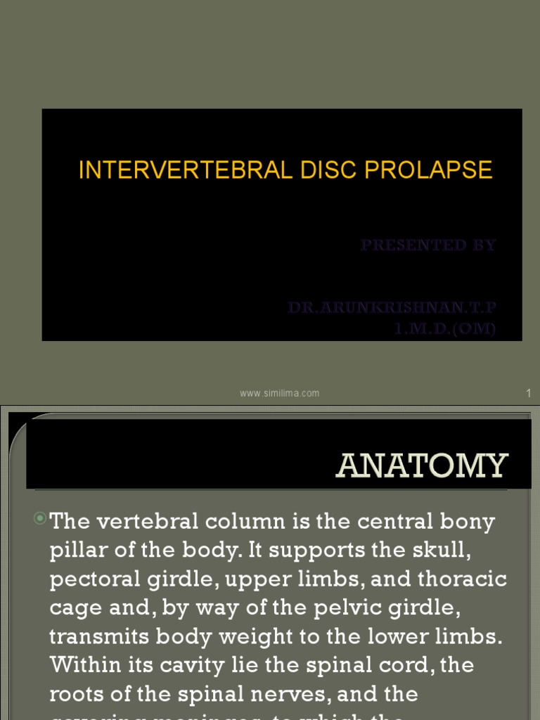 Intervertebral Disc Prolapse | PDF | Vertebral Column | Musculoskeletal ...