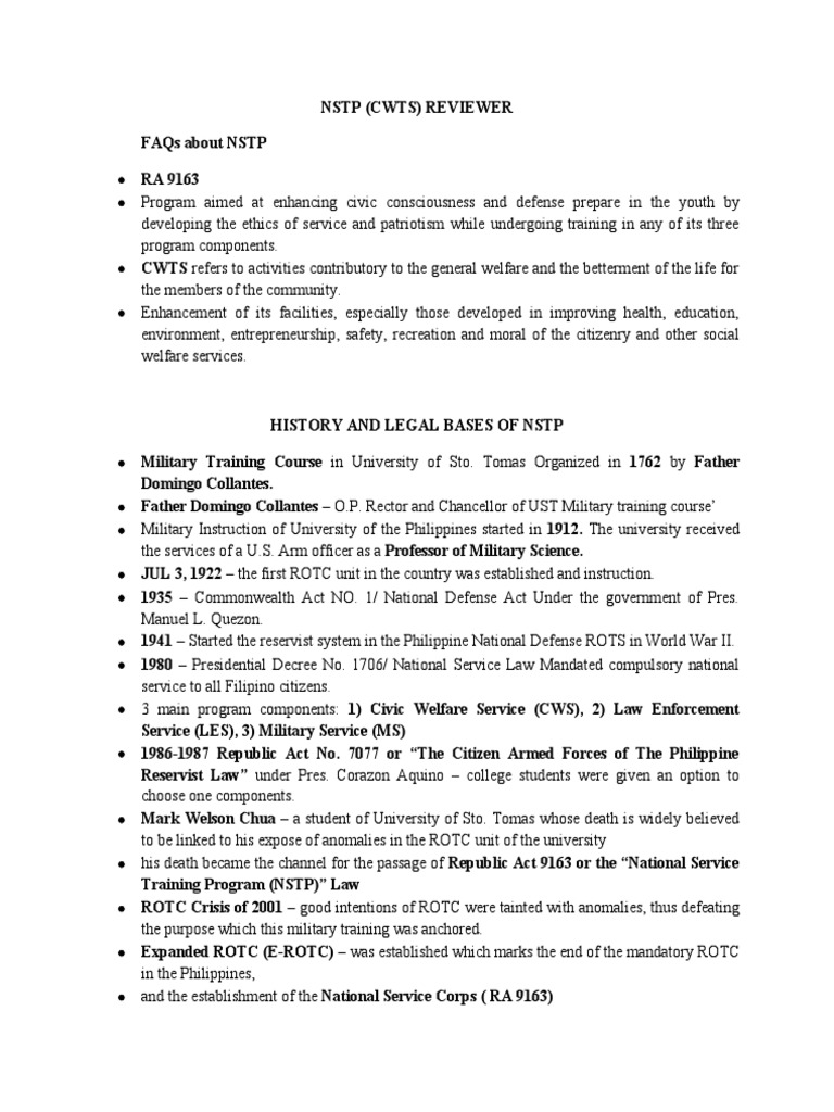 NSTP Reviewer | PDF | Flag | Philippines