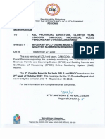 MEMO RE BPLS AND BPCO ONLINE MONITORING SYSTEM 3RD QUARTER SUBMISSION REMINDER