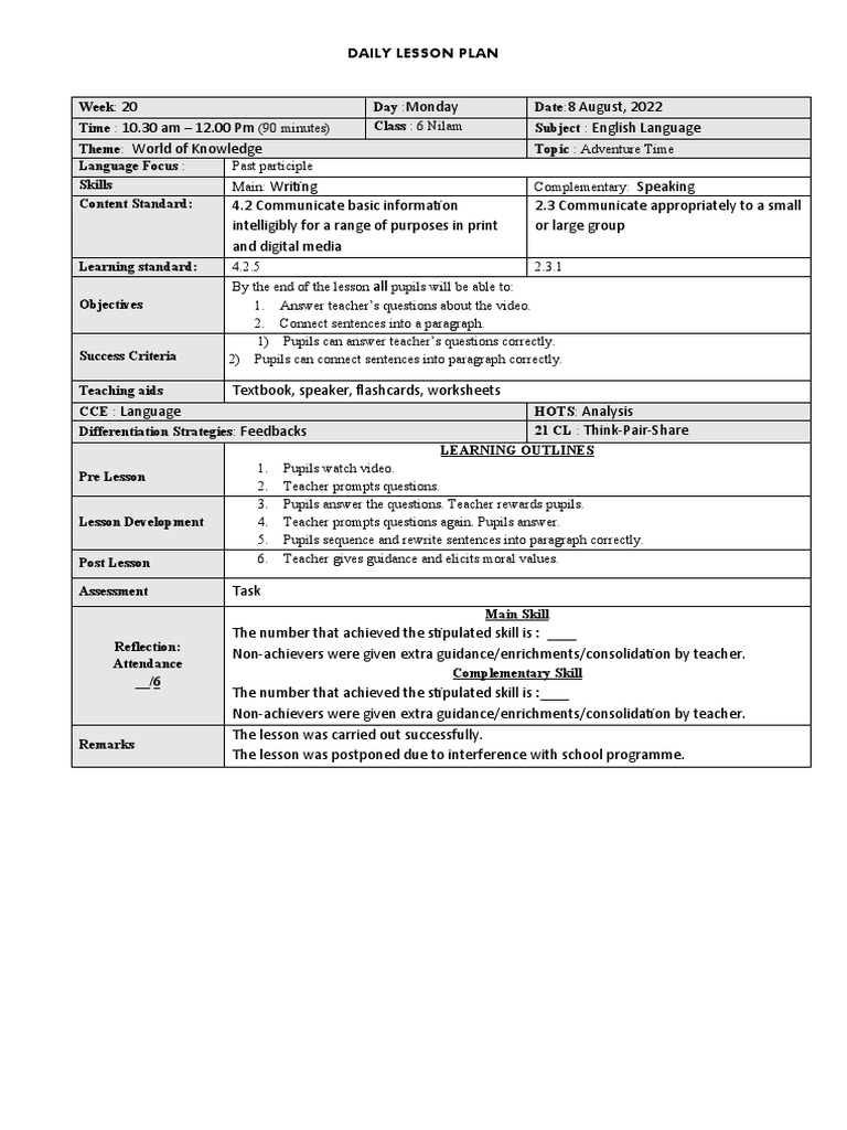 Daily Lesson Plan PDF