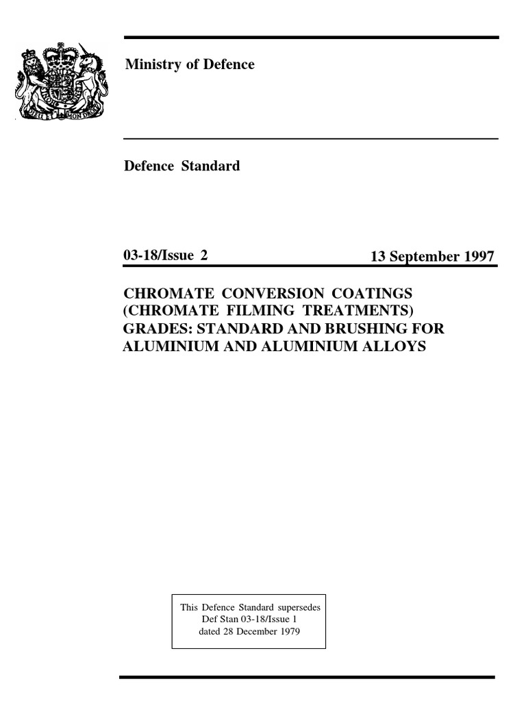 Def Stan 0318 Issue 2 ChromateCoatings PDF Corrosion Materials