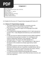 Programming With C - Assignment 1