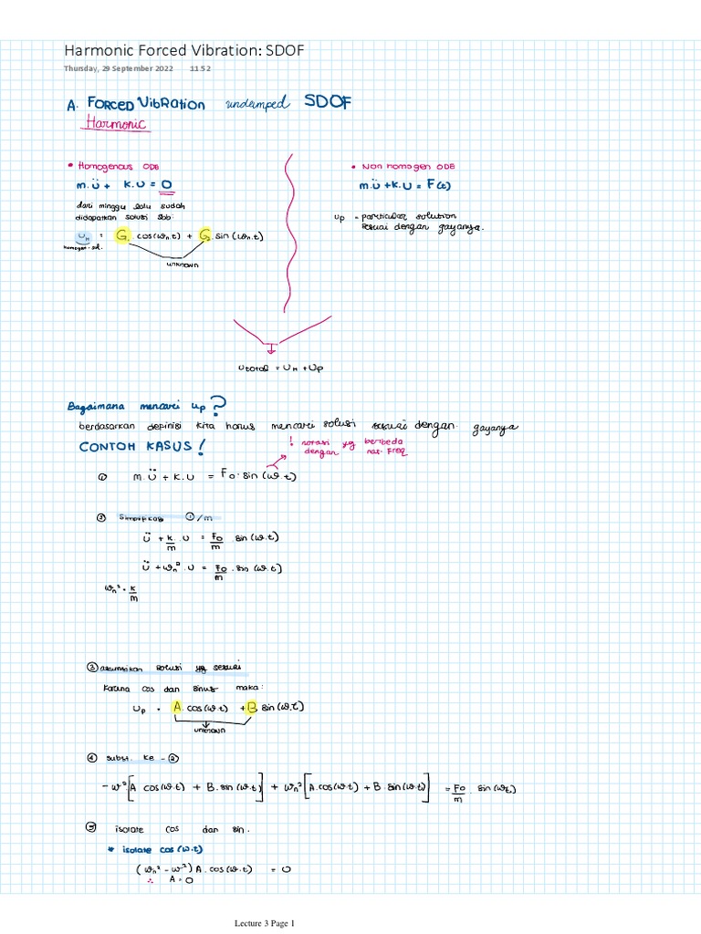Penurunan Harmonic Forced Vibration SDOF | PDF