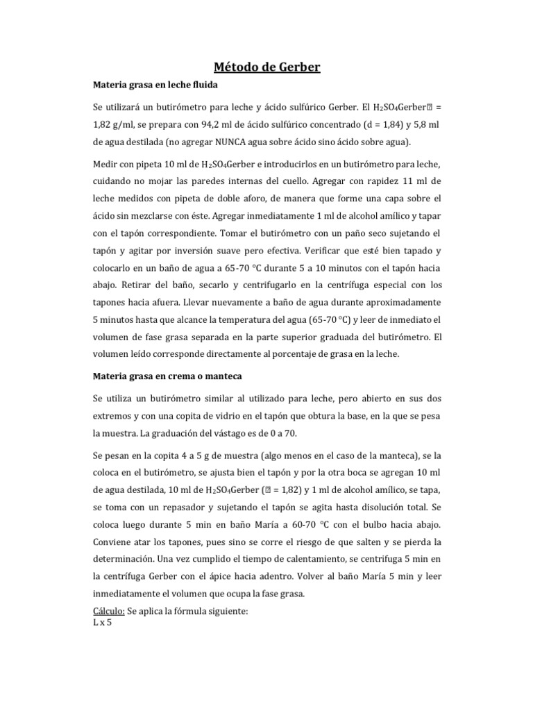 Método de Gerber | PDF | Ácido Graso Omega 3 | Lípido