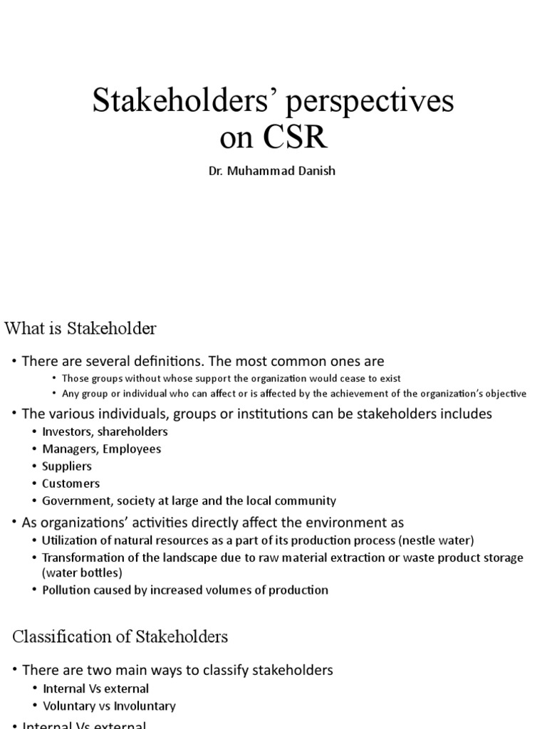 Stakeholders Perspectives On Csr Pdf