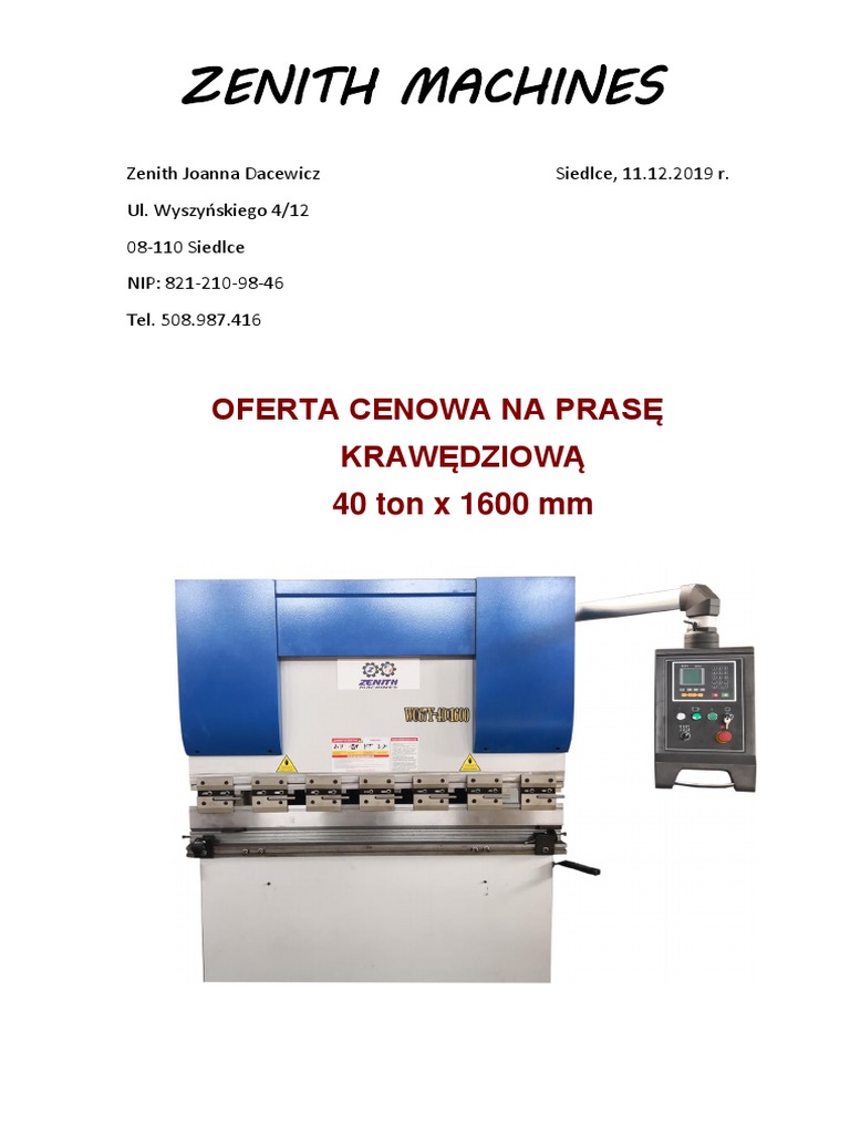 Zenith - Press Brake | PDF