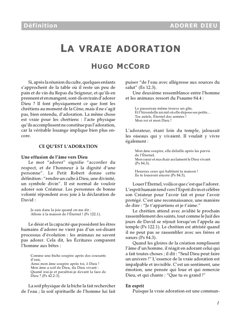 4 - La Vraie Adoration - Hugo McCord | PDF | Dieu | Jésus