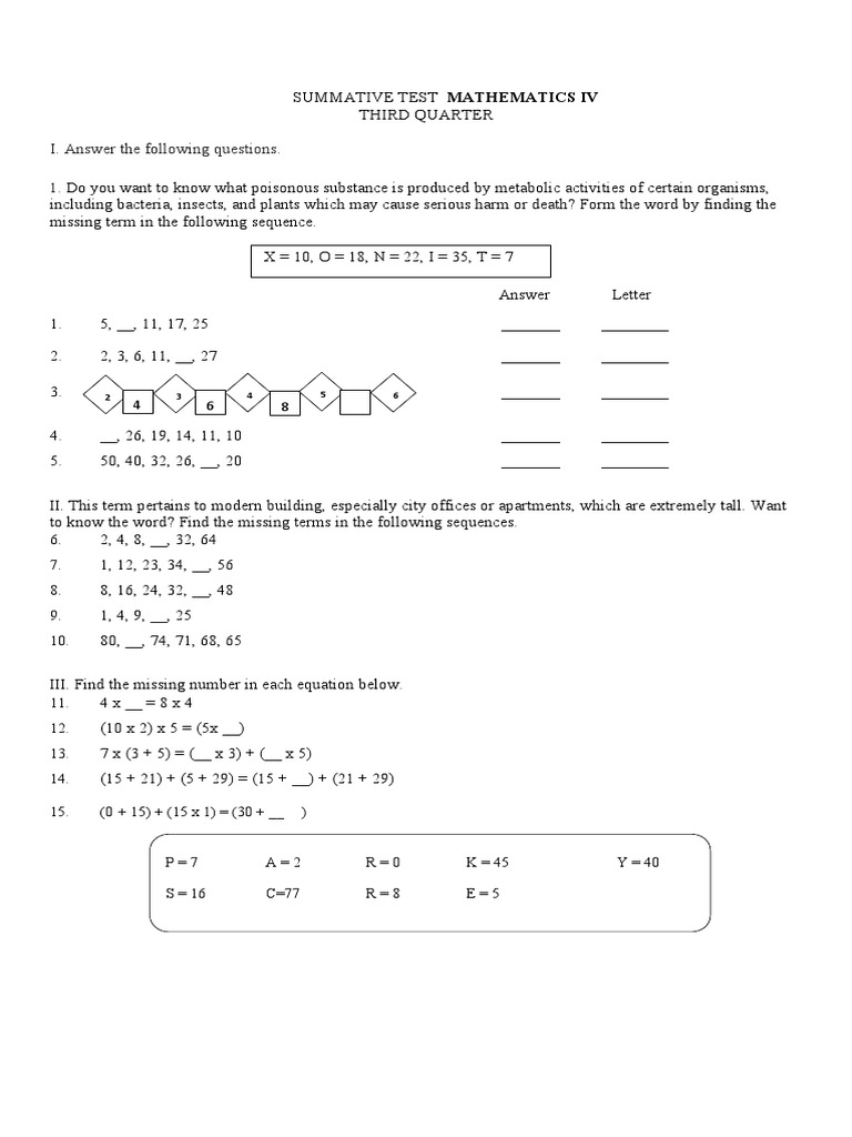 2nd Q Summative Test In Math Pdf Rectangle Triangle