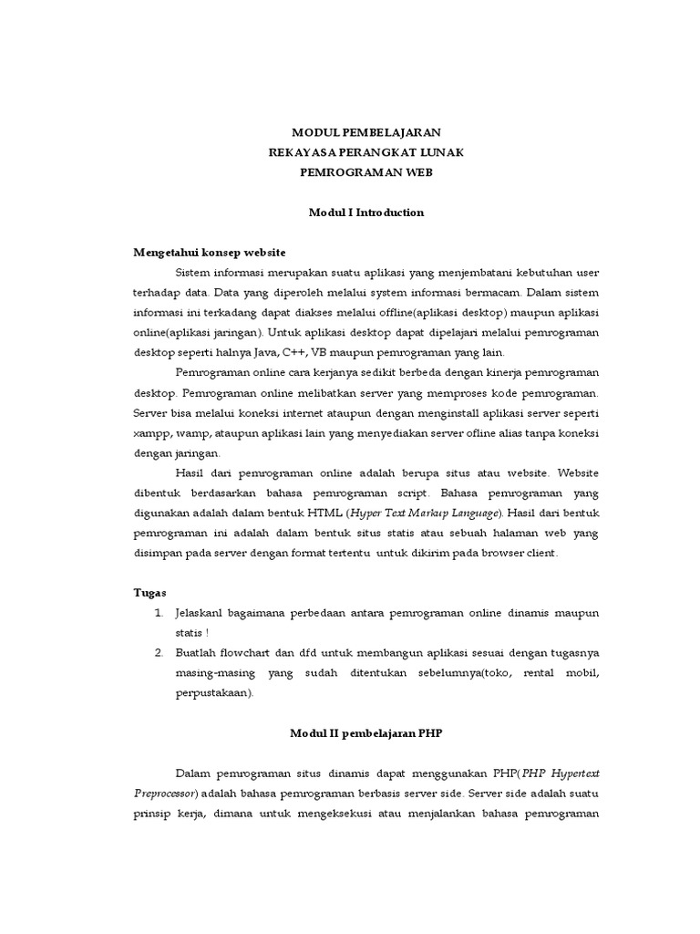 Modul Lengkap Pemrograman PHP MySQL | PDF | Karier & Perkembangan ...
