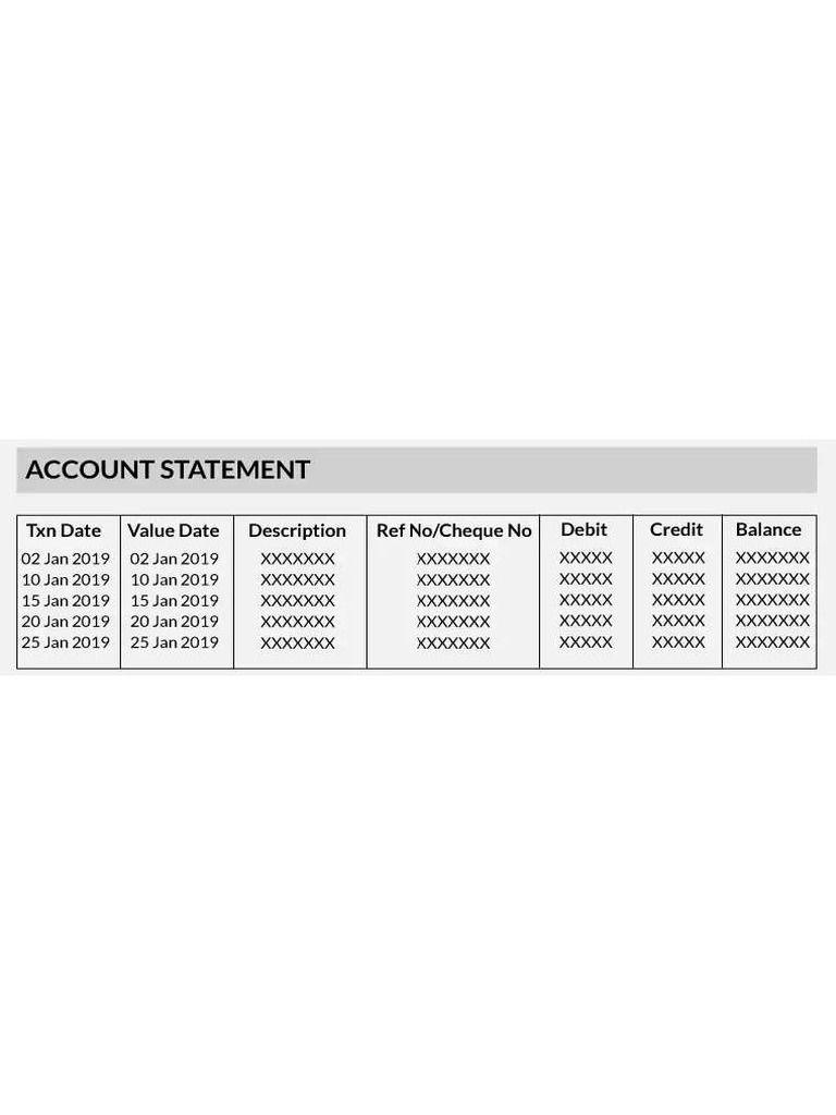 Bank statement format pdf