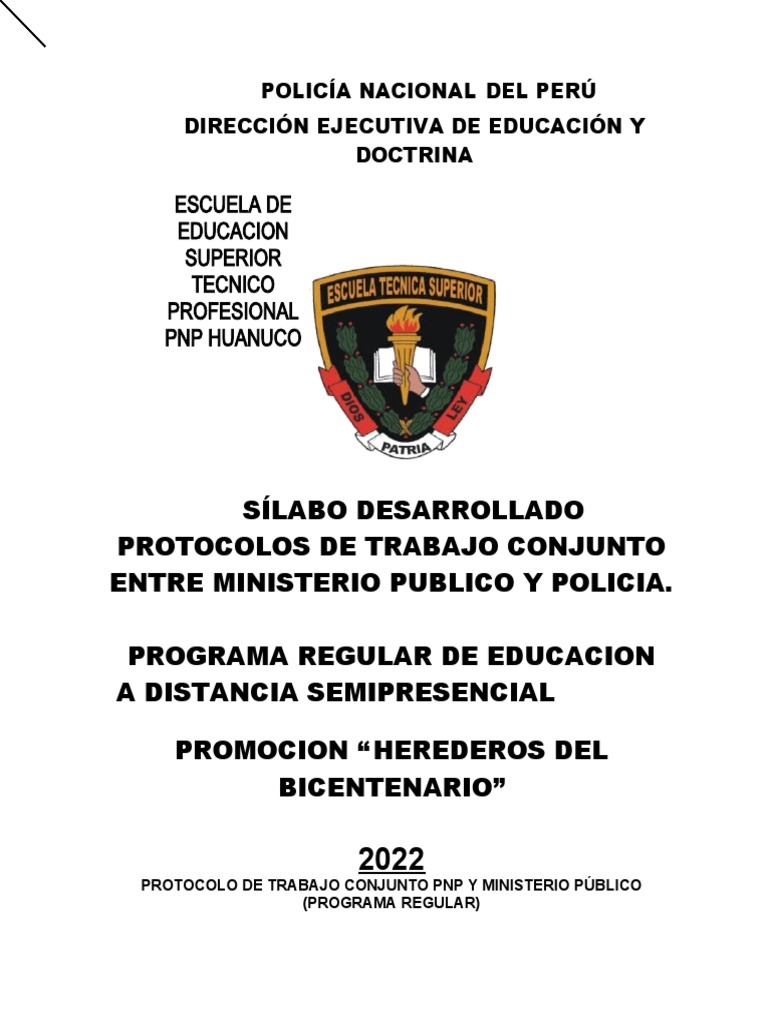Protocolo De Trabajo Conjunto Con El Mp Pdf Policía Derecho Penal