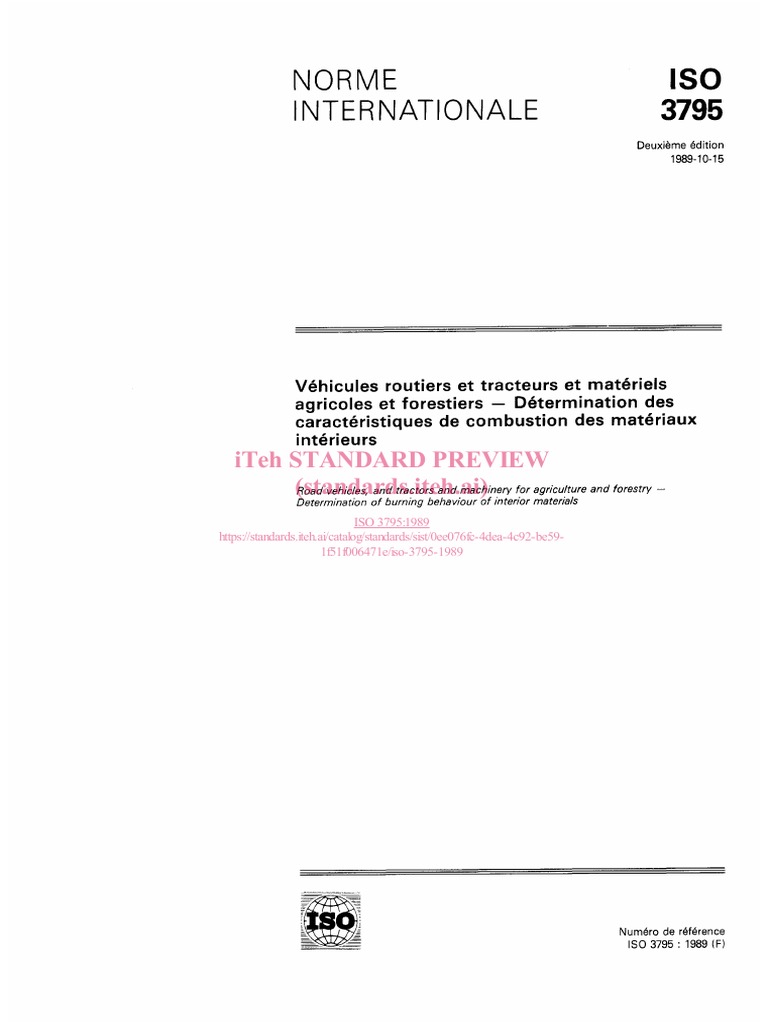 Combustion des matériaux intérieurs ISO 3795 | PDF | Technologie et ...