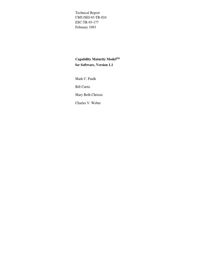 Capability Maturity Model For Software Ver 1.1 | PDF | Software ...
