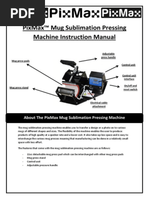 pixmax mug sublimation press instruction manual - mugp01