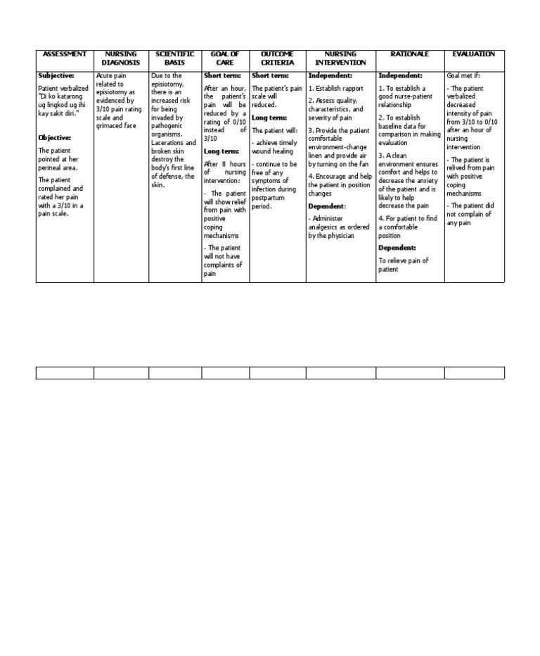 Nursing Care Plan | PDF | Pain | Wound