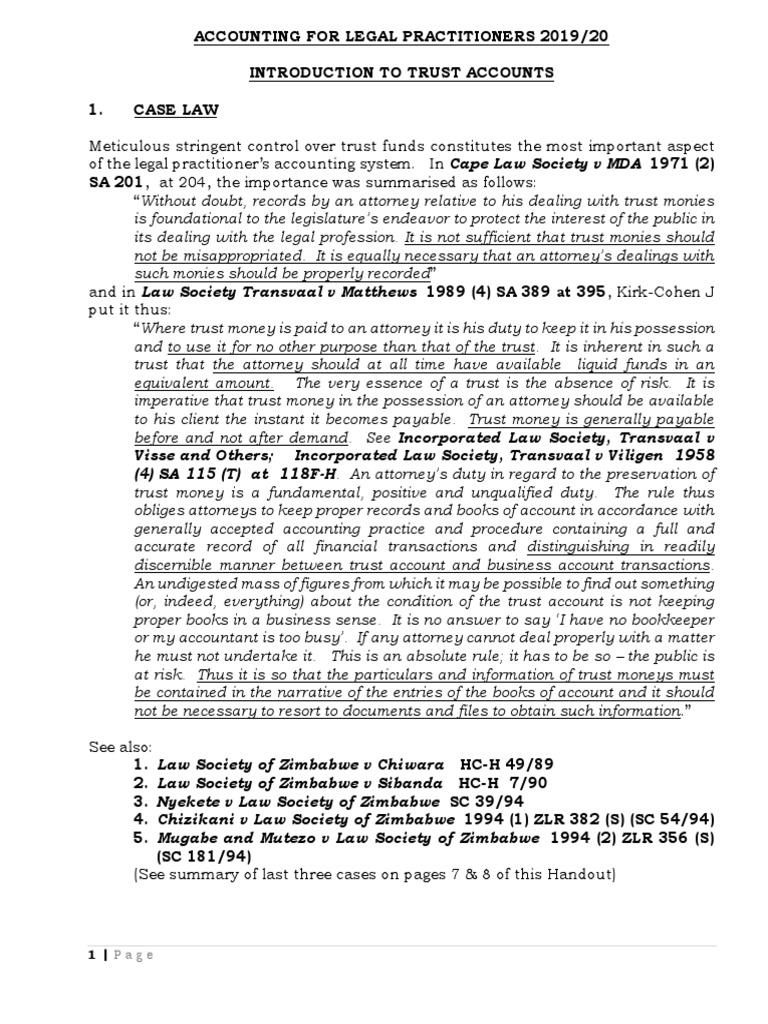 Trust Accounting for Legal Practitioners | PDF | Banks | Deposit Account