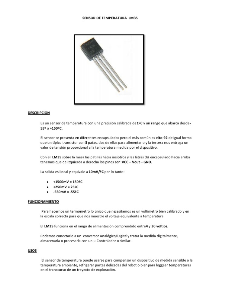 Saco emulsión virtual Sensor de Temperatura Lm35 | PDF