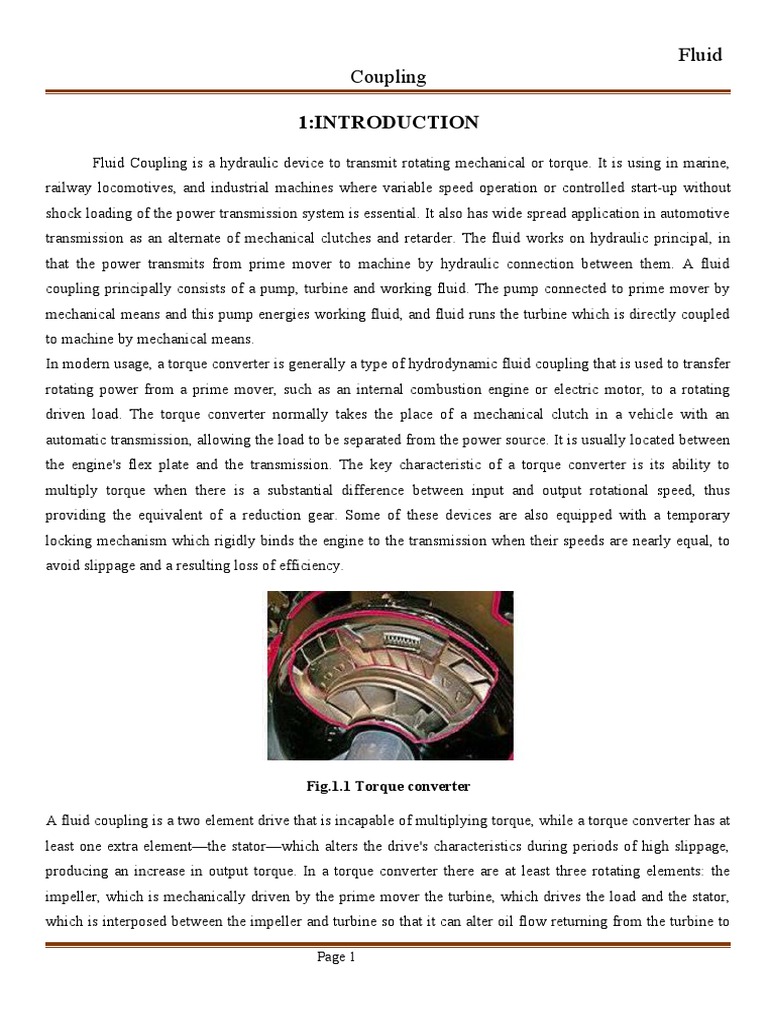 Fluid Coupling Notes Pdf Equipment Mechanical Engineering