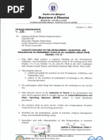 DM No. 520 S. 2022 CAPACITY BUILDING ON THE DEVELOPMENT VALIDATION AND FINALIZATION OF ASSESSMENT TOOLS IN ALL LEARNING AREAS FROM GRADES 1 TO 12 1